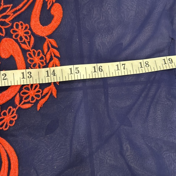 Beach Cover Up Mid-Length Kaftan with coral embroidery - Picture 15 of 16